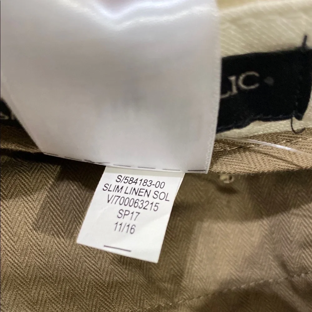 NWT Banana Republic Men's Size 36x34 Slim Fit Performance Linen- Cream